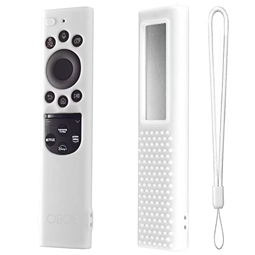 Image of OBOE Silicone Remote Cover for Samsung TV Remote BN68-13897A TM2280E, White | Compatible with 2022 Samsung Smart TV Remote QLED TV BN68-13897A TM2280E, with Loop, Remote Not Included