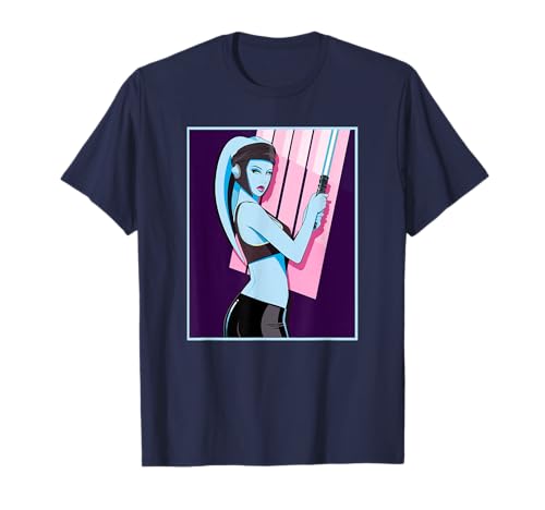 Star Wars Aayla Secura Retro Lightsaber Poster T-Shirt