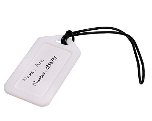 Mini Skater 6.7 inch/17cm Premium Plastic Luggage Tag Loop Travel Bag Identification Tag PVC Name ID Card Worm Loop Strap for Luggage Bag ID Tag (Black,50Pcs)4