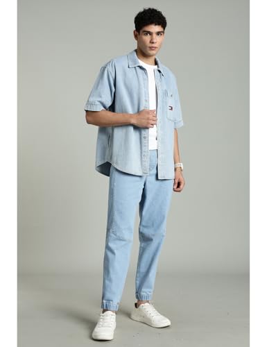 Image of INKD Men's Regular Fit Joggers - Mid -Rise | Cotton Blend | Stretchable Fabric| Elasticated Waistband | Jeans for Men (Available in Plus Sizes)