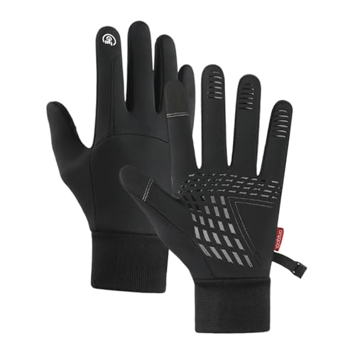 Winter Warm Gloves Non Slip Thermal Gloves for Working Driving Outdoor Hiking Touchscreen Waterproof- Large Black