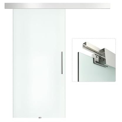 Foto di HOMCOM Porta Scorrevole Interna in Vetro Smerigliato con Binario B1 e Maniglia per Bagno Cucina Studio Vetro 205x 102.5x 0,8cm