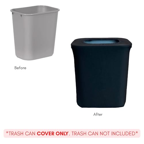 Image of YOUR CHAIR COVERS - 7 Gallon Spandex Office Trash Can Cover - Black (Cover ONLY, Trash CAN NOT Included)