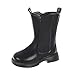 Girl’s Chelsea Boots Slip On Ankle Boots Round Toe Chunky Heel Waterproof Leather Short Booties Casual Fashion Shoes