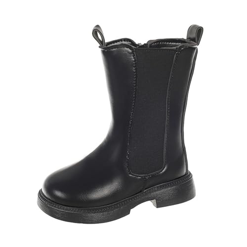 Girls Mid Calf Boots Side Zipper Knee High Boots Fall Winter Fashion Faux Leather Water Resistant Riding Shoes4