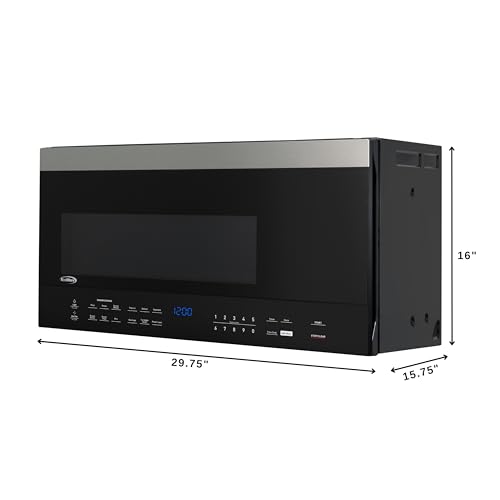 Image of KoolMore 30-inch 1.6 cu. ft. Over the Range Microwave Oven with Sensor Cooking, 1,000 Watts and 300 CFM in Stainless-Steel and Black, UL Listed