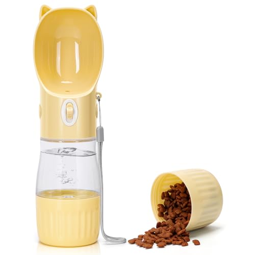 Nobleza - Trinkflasche Hunde für Unterwegs - 250ml Auslaufsichere Hundetrinkflasche mit 180ml Hundefutterflasche，Trinkflasche Wasserflasche Hunde für Täglich Spazieren Gehen Reisen Campen