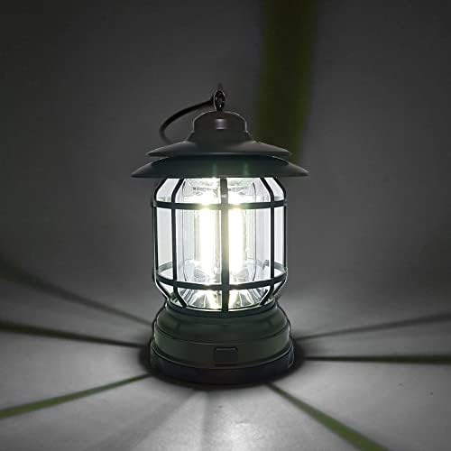 Camping Lantern, Retro Metal Camping Light, Battery Powered Hanging Lamp, Portable Lantern Flashlight COB Brightness Tent Light for Camping, Night Fishing, Hiking, Home Lighting (Without Battery)