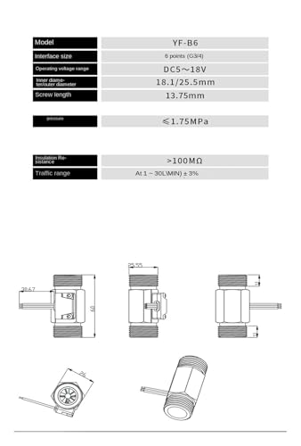 Medidor de sensor de flujo de agua YF-B6 para optimizar sistemas domésticos de 6 puntos 4