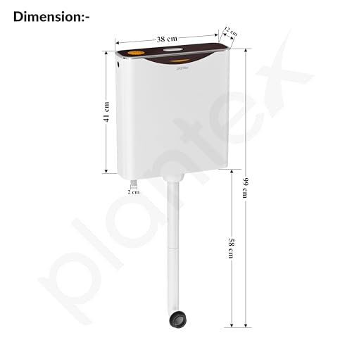 Image of Plantex Flush Tank for Toilet with 10 Ltr Water Capacity /Single Flushing Cistern for Bathroom /Polypropylene Toilet Flush Tank - Pack of 1 (Boss, Brown & White)