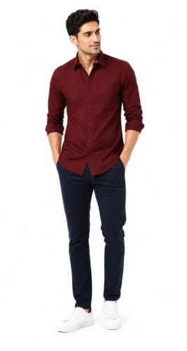 Image of Youth First Men's Cotton Blend Casual Shirt for Men | Regular Fit Solid Full Sleeve | Soft Comfortable Button-Down Collared Shirt for Office, Casual, Party & Formal Wear