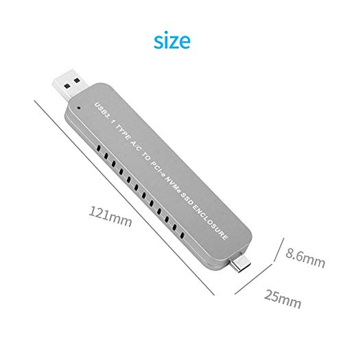 Adaptador JMT LM906 USB3.1 Type-A+C a M.2 NVMe SSD miniatura 4