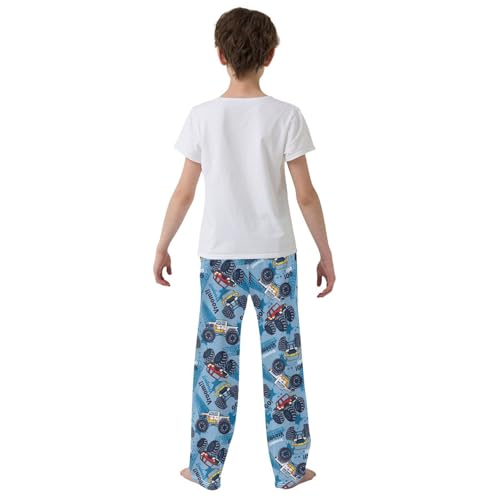 ZZXXB Machinery Car Print Boys Long Pants Soft Trousers Elastic Waist Kids Lounge Bottoms with Pockets S-XL3