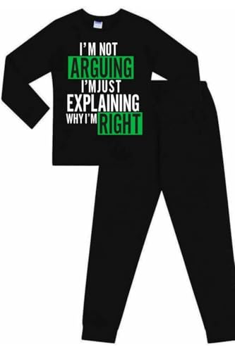 ThePyjamaFactory Boys Im Not Arguing Im Just Explaining Why Im Right Long Cotton Pyjamas (15-16 Years) Black