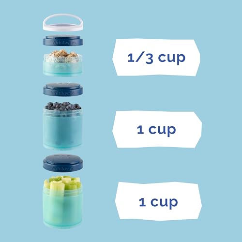 Image of Whiskware Disney Mickey Mouse and Friends Stackable Snack Containers for Babies, Toddlers, and Kids, 3 Stackable Snack Cups for School and Travel, Cupholder Friendly, Squad!