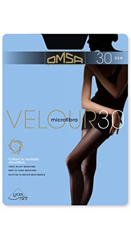  NonSoloCalze 3 COLLANT OMSA VELOUR 30 DENARI MICROFIBRA (NERO FUMO CARAMELLO MARRONE) MADE IN ITALY (M, FUMO)