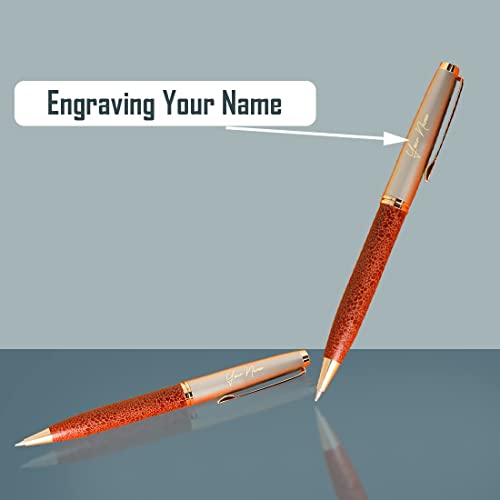 Image of Roshfort Customized Engraved Metal Twist Ballpoint Pen | Wooden Finish | Medium Point | Blue Ink | 1 Count SEND DETAIL WHATSAPP +91 9631056748