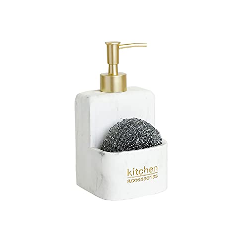 Dispenser Sapone Con Portaspugna - Per Cucina E Bagno - Design Moderno In Resina - Colore Bianco - Foto 2