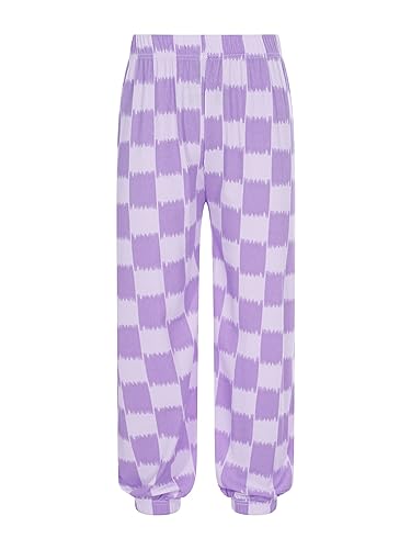 Kids Boys Girls Contrast Color Plaid Pants Elastic Waistband Bloomers Yoga Trousers Loose Casual Hippy Sweatpants - Main Image