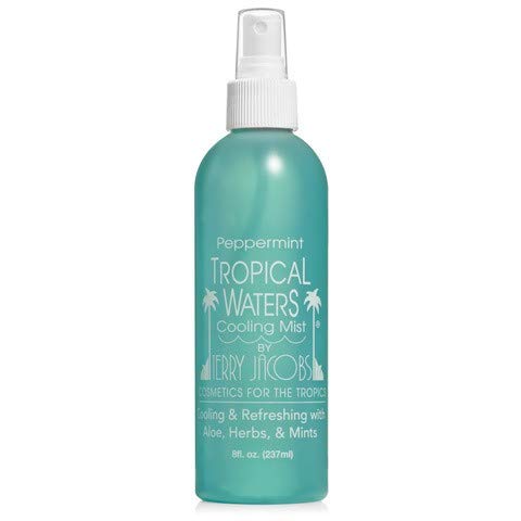 Tropical Waters Face Mist Peppermint Cooling Spray Mist, MADE IN USA Long Lasting, Hydrating, Moisture Mist, Hot Flashes, Body Cool Down Spray, Aloe, Herbs, Mints (Peppermint) 8oz