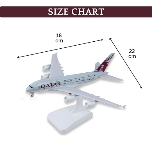 Image of Qatar Aeroplane Airways Airlines A380 Scale Model Only for Display, Die Cast Metal Aircraft Highly Detailed with Landing Gear (20CM Qatar Air)