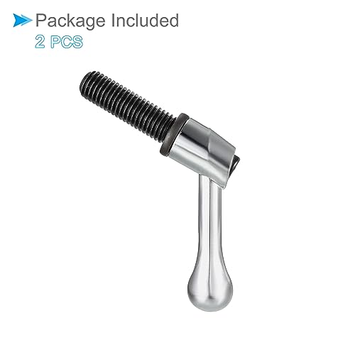 Image of Clamping Lever Handles, M12 x 40mm Male Thread, Adjustable Quick Release Locking Rotating Bolt Knobs Silver Tone - (Applications: for Lathe Machinery), 2-Pieces