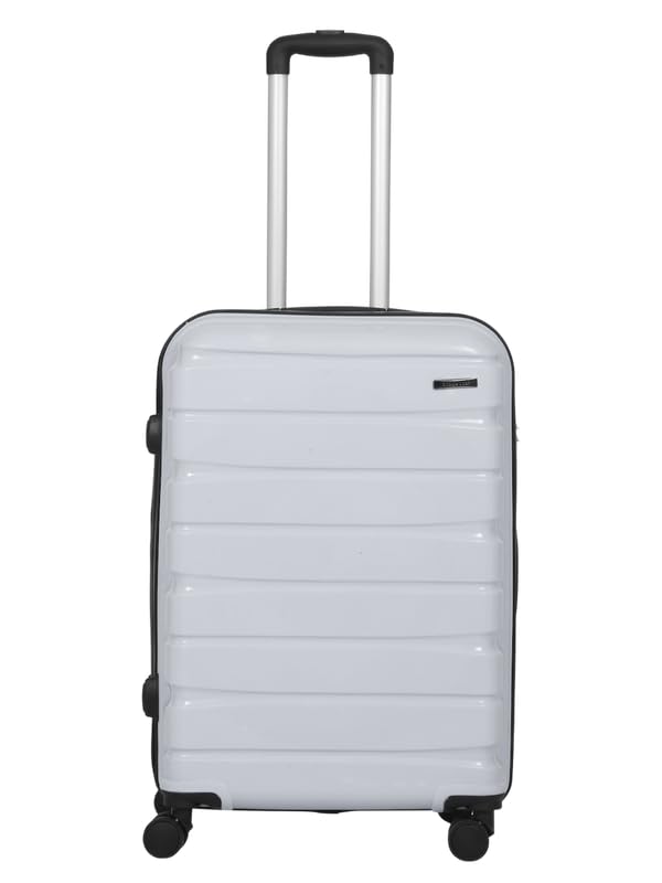 Image of Teakwood Medium Cabin Size 8 Wheels Trolley Bag, Hard Cabin with Zipper Closure, Adjustable Push Button & Cross Side Strap, TSA Lock System 360 Degree (Medium, Silver)