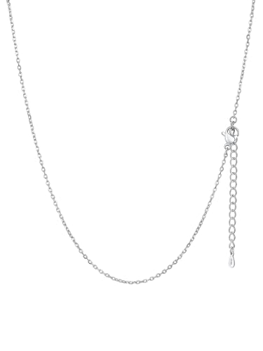 FaithHeart Collar Mujer Plata Acero Inoxidable Cadena Eslabones Rolo Fino 1,4mm Ancho Plateado 45cm Longitud para Colgante Joyas de Mujer Chica
