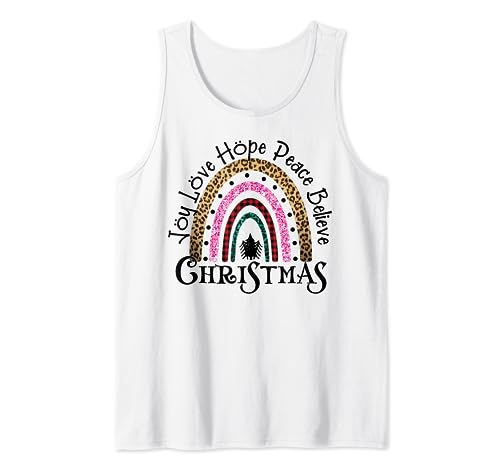 Joy Love Hope Peace Believe Navidad arcoíris Camiseta sin Mangas