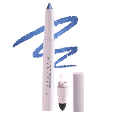 Image of SIMPLYNAM Ultimate Kajal | 1 Stroke Intense Color Payoff | Water Resistant | Long-Lasting & Smudge-Proof | Safe for Sensitive Eyes | 7X More Product | In-Built Sharpener & Smudger | Metallic Blue