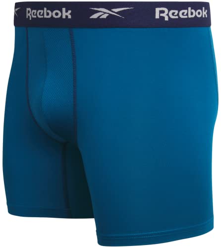 Reebok Men's Boxer Briefs - 6 Pack Active Performance Boxer Briefs with Contour Pouch - Soft Underwear Boxers for Men (S-XL), Size Small, Grey/Navy/Blue4