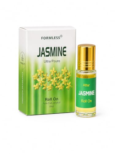 Image of Formless Jasmine 3ml Attar Unisex - Premium Floral Fragrance Oil, Long Lasting Alcohol-Free Perfume, Fresh Sweet Jasmine Scent, Pocket Size Roll-On, Travel Friendly Daily Wear & Special Occasions