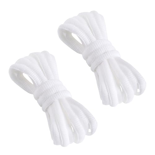 VSUDO 110 cm Cordones Blancos Zapatillas Ovalados, Cordones Zapatillas Deport de Baloncesto, Oval White Shoelaces, Aguetas de Zapatos para Hombre o Mujer (2 Pares-Blanco-110cm)