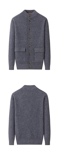 Men Thick Wool Sweater Large Stand Collar Knit Sweater Casual Buttons Cardigan Solid Jumpers2