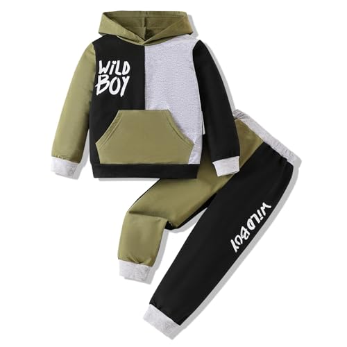 Image of 2-6T Toddler Baby Boy Clothes Color Blocking Hoodies + Pants Fall Winter Outfits