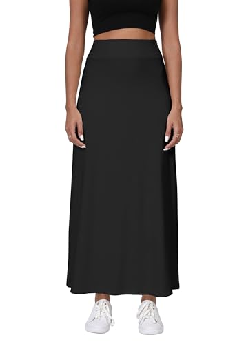 Women's High Waisted A-Line Maxi Skirt Elastic Waist Flowy Long Skirts for Women3