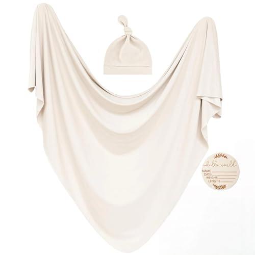 Image of Newborn Receiving Nursery Blanket Baby Swaddle Wrap with Hat Sets