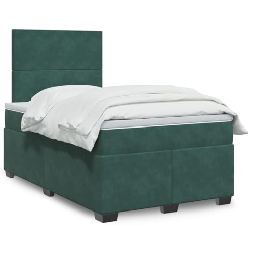 Brokky Cama Box Spring con colchón Bed Frame Cama con colchon somier Mueble Cama Estructura Cama Terciopelo Verde Oscuro 120x200 cm - 3290879