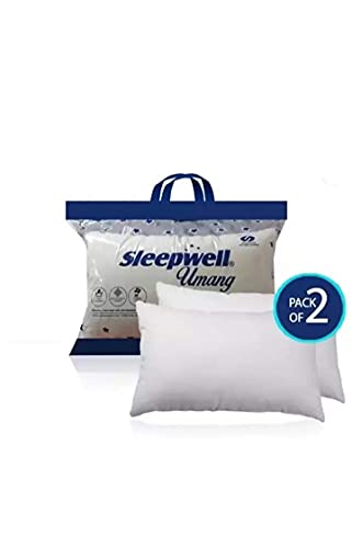 Image of Sleepwell Umang Pillow | Medium Soft & Odour-Free | Recycled Conjugate Fiber Fill | Breathable Polyester Cover | 27 x 17 Inches | Pack of 2