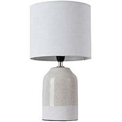 Lamparas Mesita De Noche Ceramica Pauleen 48022 sobremesa Sandy Glow máx. 20W E14 Lámpara para mesita de Noche Beige y Blanco cerámica/Tela sin Bombilla