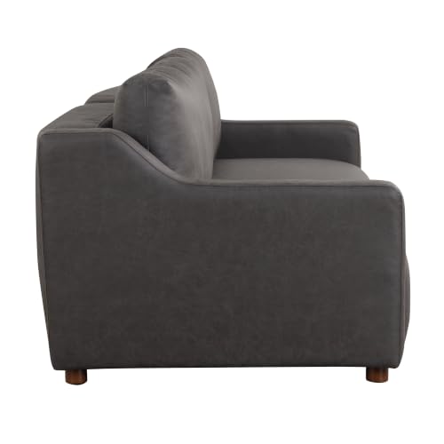 Image of Serta Glendale 90.2 inch Queen Size Wall-Hugging Convertible Sofa, Dreamcoil Comfort, Vegan Suede Fabric, Charcoal