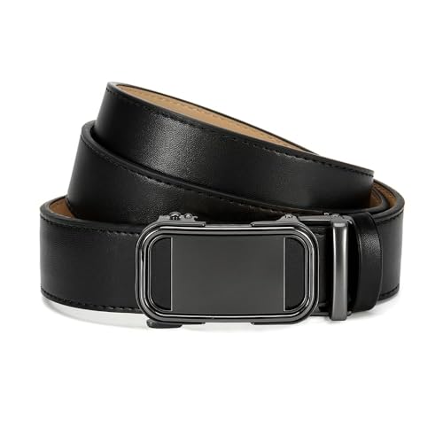 Mens Ratchet Belt,Leather Adjustable Slide Belt For Gift Mens Dress Casual 1 3/8",Size Adjustable2