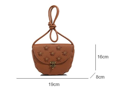 PU Leather Vintage Saddle Bag 3D Flower Embroidery Antique Brass Lock Stitch - Trim Crossbody Phone Purse2