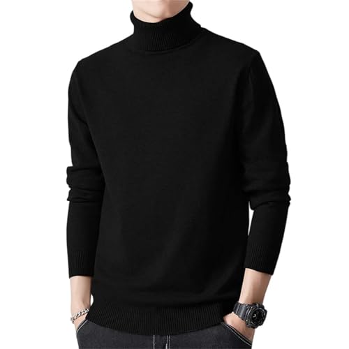 Men's Turtleneck Sweater Long Sleeve Slim Fit Knit Pullover Solid Color Casual Warm Top
