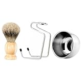 HONMEET Men's Beard Cleaning Tool Kit 3pcs Lightweight Shaving Set with Timber and Metal Accessories