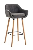 Tabouret de Bar Grant Tissu Design Scandinave I Tabouret de Bar Industriel avec Dossier et Accoudoirs I Chaise de Bar Confortable Ergonomiqu, Couleur:Gris Clair