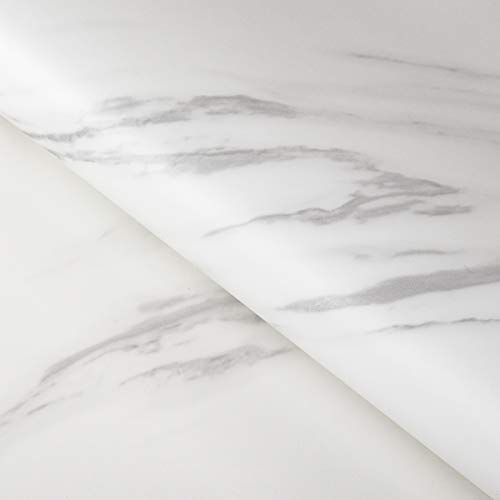 FunStick Papel Adhesivo Encimera Cocina Blanco Papel Tapiz Autoadhesivo Marmol Papel Pintado Blanco Gris Vinilo Imitacion Marmol para Cocina Papel Adhesivo para Muebles Marmol Papel de Pared 30CM×5M
