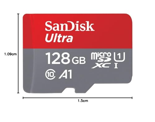 Image of SanDisk 128GB Ultra microSDXC UHS-I Memory Card with Adapter - Up to 140MB /s, C10, U1, Full HD, A1, MicroSD Card - SDSQUAB-128G-GN6MA | UHS-I U1 Class 10, A1 App Performance, Reading Speed Up to 140MB for S, Includes SD Adapter, Full HD Support