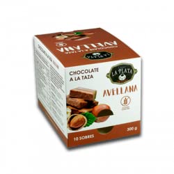 Chocolate a la taza La Plata - Sabores Menta, Blanco y Avellanas - Cajas de 10 sobres de 30 gramos (Avellana)