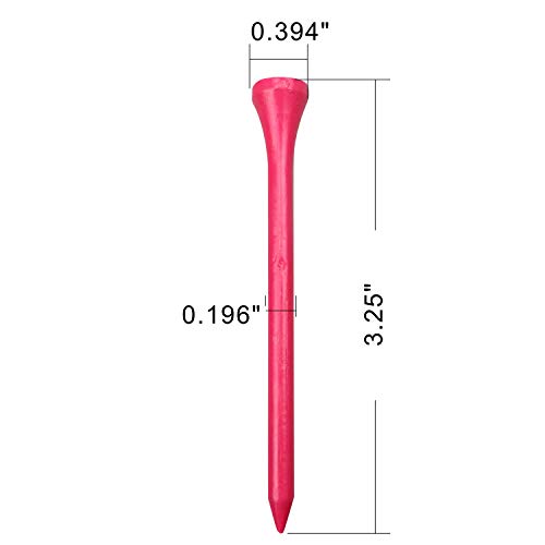 Mykuja Pink Bamboo 3-1/4 Inch Golf Tees (100-Pack) For Women & Girls - Classic Fit, Short Sleeve #TOP1